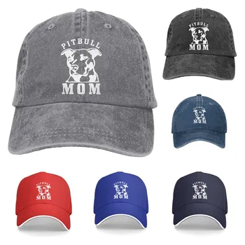 Cainele Pitbull Mama Șapcă de Baseball Tata Pălărie Reglabil Spălat Bumbac Denim Capac pentru Femei, Bărbați Patru Sezoane Casual Unisex
