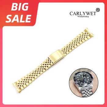 CARLYWET 19 20 22mm Aur 316L din Oțel Inoxidabil de Argint Tubulare Curbate End Solid Șurub Link-uri de Înlocuire Trupa Ceas Pentru Seiko Rolex