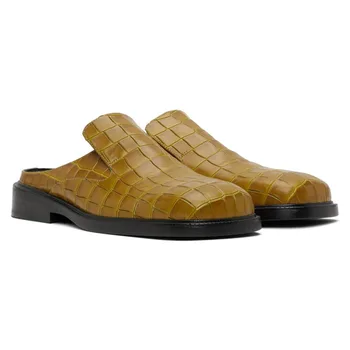 Carouri Square Toe Pantofi Casual Plat Jumătate Papuci de casă Stil Britanic din Piele Pantofi Slip-on de Vară Mocasini Confortabile