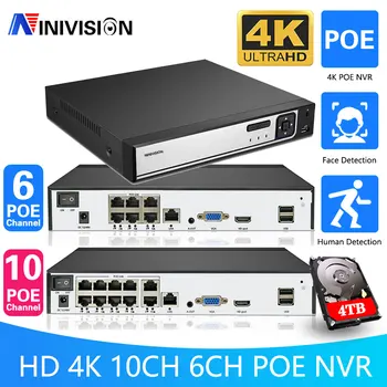 CCTV 6CH 10CH 8CH 4K POE NVR H. 265+ Network Video Recorder IP Sistem de Securitate XmeyeFor de 5MP, 8MP Camera IP de Sprijin de Detectare a Feței