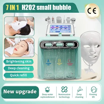 Cele mai recente 7-în-1 H202 hidroxid de mici bule de îngrijire facială mașină și adânc de curățare echipamente de frumusete în 2023