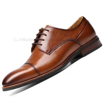 Clasic Barbati din Piele Oxford, Derby Pantofi Dantela-Up Office Rochie de Mireasa Bocanc Cap Rotund de Afaceri Formale Pantofi Pentru Bărbați