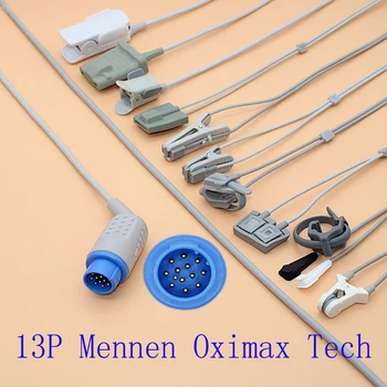 Compatibil Mennen-Nellcor Oximax cablu senzor Spo2 pentru adulti/pediatrie/copil/nou-născut/veterinar,Deget/Ureche/Picior/Frunte Sonda