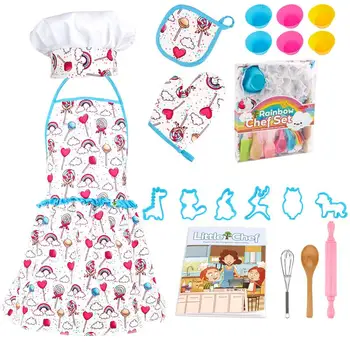 Copii De Copt Și Seturi De Gătit Bucătar-Șef Set Pentru Copii, Inclusiv Șorț De Bucătar Pălărie Cuptor Mitt Tăietori Cookie Copii Găti
