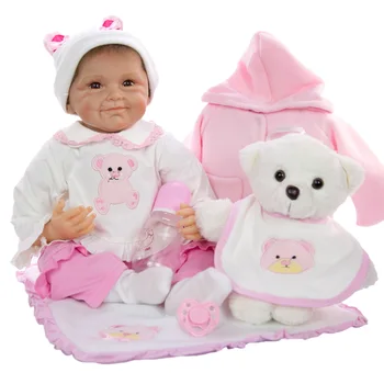 Copil nou-născut fată cald Maneca Lunga haina Roz Lovely little bear haine pentru Copii Printesa Cu pălărie Fată Copil haine papusa