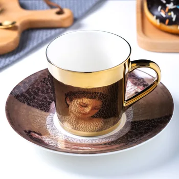Creative de Pictură Europeană Nordic Oglindă Cupa Reflexie Cana Ceramica Drinkware Cafea Ceai Lapte Ceașcă cu Farfurioară Scoop