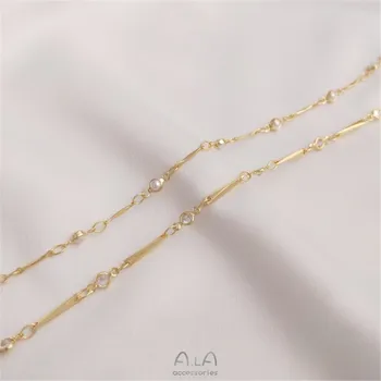 Culoare conservarea aur de 14K placat cu bambus lanț de perle imitație stick lanț DIY colier bratara primul accesorii lanț slab