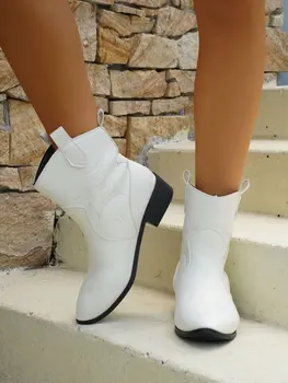 De Brand Nou Broda 2024 Toamna Iarna Vest La Jumătatea Vițel Cizme Femei Tocuri Indesata Epocă Fermiera Cizme De Cowboy Pantofi Retro Femeie