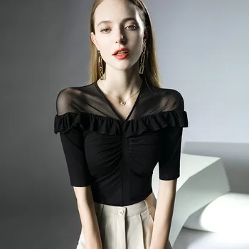 De înaltă Calitate 2023 Femei T-shirt Comun Tifon Feminin Design Primavara-Vara Sexy Culturilor Topuri Haine de Moda Body Teuri Y2k Goth