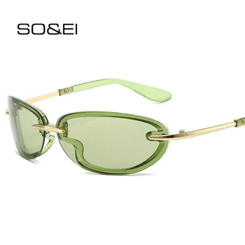 DECI&EI Retro Y2K Oval Femei de Lux ochelari de Soare Moda Bomboane de Culoare Nuante UV400 Bărbați Ochi de Pisica de Sport în aer liber Oglindă Ochelari de protecție