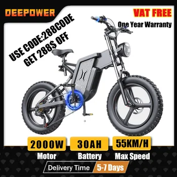 DEEPOWER X20 PRO 2000W Adulți Biciclete Electrice Biciclete 48V 30AH 20 Inch cu Anvelope Ebike Rabatabile Electric E Biciclete de Munte Moped Ebikes