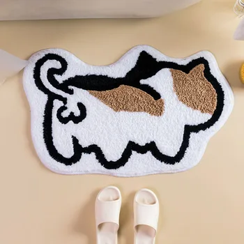 Desene Animate Pisica Baie Anti Skid Mat Toaletă Intrare Absorbant Podea Camera De Zi Dormitor Picior Moale Mat Mașină De Spălat