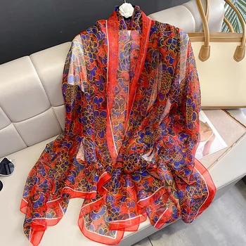 Design Popular Pashmina Eșarfe de Moda pentru Femei 180X130CM Mătase Hijab Vara Noul Model Eșarfă de protecție Solară Cuplu Stil Șaluri Pentru Cadou