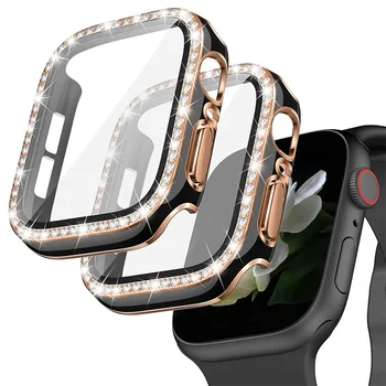 Diamant Bling Acoperă pentru Apple Watch Caz 41mm cu diametrul de 40mm, 45mm 44mm Protector Bara iWatch Seria 8 7 6 5 4 SE Accesorii cu sticla