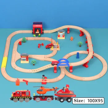 DIY din Lemn de Cale ferată Set Simplu de Lemn de cale Ferată Rail Set Compatibil cu Toate Brand de Jucării din Lemn Pista de Jucarii Educative pentru Baieti