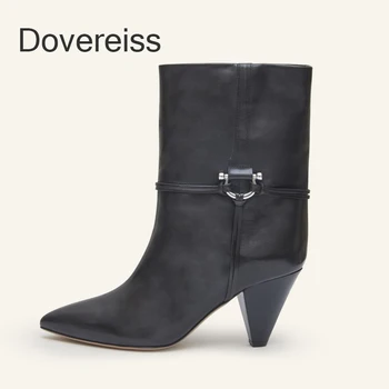 Dovereiss 2023 Iarnă Sexy Concis Tocuri Indesata Glezna Cizme pentru Femei de Moda Pantofi Deget a Subliniat Nou Fermoar de Dimensiuni Mari 40 41 42 43