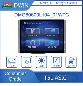 DWIN 10.4 inch, 800*600 Pixeli,16.7 M Culori, TN TFT Display,TA/DGUS II ,DMG80600L104_01W