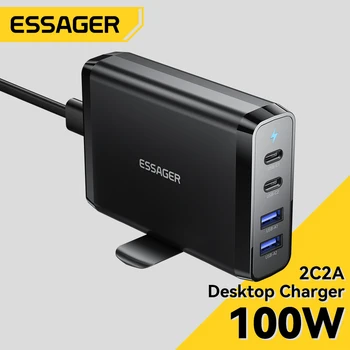 Essager 100W Incarcator de birou GaN USB C PD Stație de Încărcare Rapidă QC 4.0 3.0 Tip C cu Încărcare Rapidă Pentru iPhone, Samsung, XiaoMi MacBook