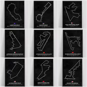 F1 Formula Lume pistele de Curse Postere si Printuri F1 Diferite Circuitul Mondial de Panza Pictura Arta de Perete Imaginile Pentru Camera Decor Acasă