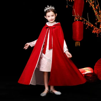 Fata De Toamna Iarna Nou Mantie Lungă Hanfu Retro Stil Chinezesc Printesa Cape Antic Copii Cald Gros Halloween Cosplay Manta