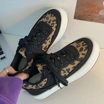 Femei Adidași Leopard Print Canvas Femeie Pantofi Casual, Pantofi Skateboard Primavara Toamna Superficial Platforma Vulcanizat Pantofi De Sex Feminin