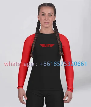 Femei cu Maneci Lungi Jiu Jitsu BJJ Rash Guard Muay Thai T-shirt Kickboxing Tricouri Respirabil Boxe de Luptă MMA Îmbrăcăminte de Box