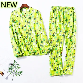 Femei Pijama Set - Confortabil din Bumbac 100% Pijama cu moda Pom de Crăciun de Imprimare - Plus Dimensiune 2-Bucata Acasă Casual, haine de casă