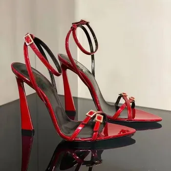 Femei Sandale 2023 Vara Noua Moda cu Toc Ascutit Stras Ac de Cataramă Bine Toc Banchet Sexy sandale Pantofi Romane