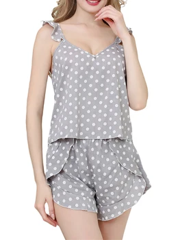 Femeile s Floral Print Set Pijama cu Dantelă Asieta Bretele și pantaloni Scurți - Confortabil Body pentru un Elegant Uite Sleepwear