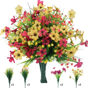 Flori artificiale Pentru Exterior Rezistent la UV Realist Flori Sălbatice Pentru Bucătărie Acasă Biroul de Nunta Decor Gradina de Flori False