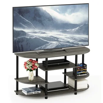 Furinno JAYA Design Simplu Nici un Instrument Stand TV, Gri & Negru tv cabinet Mobilier Camera de zi