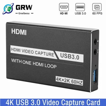 Grwibeou 4K USB 3.0 Card de Captura Video Compatibil HDMI 1080P 60fps HD Recorder Video Grabber Pentru OBS Captarea Carte de Joc Live