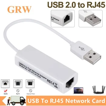 Grwibeou USB 2.0 to RJ45 placa de Retea 10/100Mbps USB, Lan RJ45 placa de Retea USB la Ethernet Adaptor Pentru PC, Laptop Windows 7 8 10