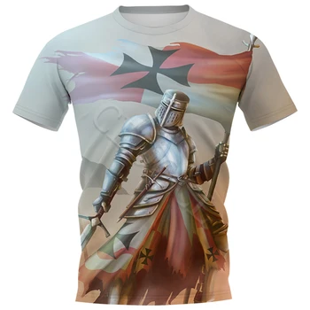HX Cavalerii Templieri Men ' s T-shirt Short Sleeve Barbati Haine Unisex Gât Topuri Personalitate DIY Tricouri Femei Streetwear