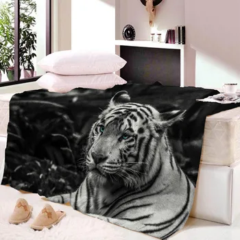 Imprimare 3D Tigru Model Animal Flanel Pătură Pat de Acoperire pentru Canapeaua Moale Adult Cald Arunca Pătură de Călătorie Arunca Pătură Regina