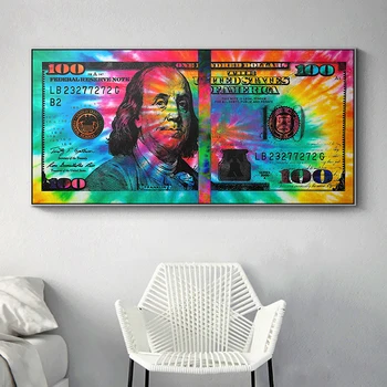 Inspiratie Arta Panza bancnota de 100 de Dolari Panza Picturi pe Perete de Artă Panza de Imprimare pentru Casa Living Decorul Camerei