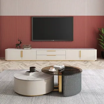 Italian de Lux Lumina Rock Placa TV Cabinet de Cafea, Masă Combinație Modernă de Simplu High-end Apartament Mic Living cu TV Vestiar