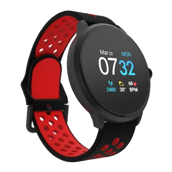 iTouch Sport 3 Smart Watch & Fitness Tracker, Pentru Femei și Bărbați, (43mm), Negru & Rosu Perforat Curea
