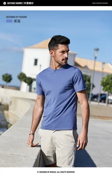 J1736 Confortabil modale bumbac cu maneci scurte t-shirt barbati slim fit culoare solidă gât rotund elastic bottom cămașă.