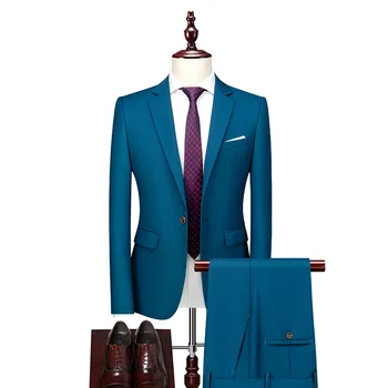 (Jachete+Pantaloni) 2024 Brand de Îmbrăcăminte pentru Bărbați de Înaltă Calitate din Bumbac de Afaceri Sacouri/Bărbați Costume Slim Fit 2 Buc/Mirelui Rochie de Mireasa