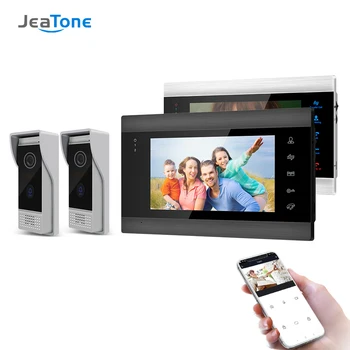 Jeatone 7 Inch Wireless Wifi Smart Video IP Telefon Ușă Sistem de Interfon cu 2 Viziune de Noapte Monitor + 2 Impermeabil Usa Camerei