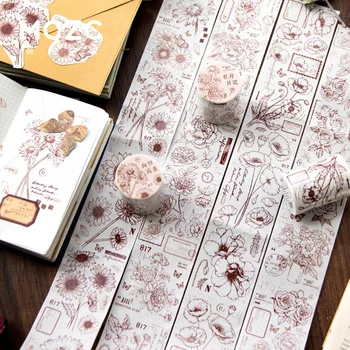 Journamm 55mm*2m Vintage Florale Washi Benzile de Hârtie pentru Junk Jurnalul DIY Scrapbooking Colaj Jurnal Decor Papetărie Ambarcațiuni Casete