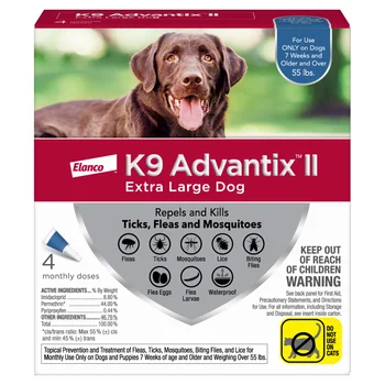 K9 Advantix II Flea & Tick Tratament pentru Câini de talie foarte Mare, 4-Pack