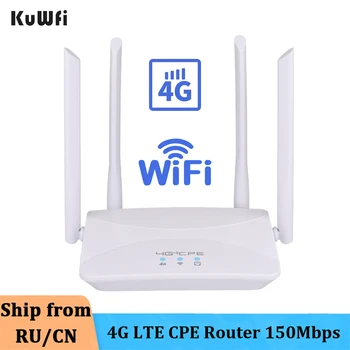 KuWFi 4G WiFi Router Wireless LTE CPE Router SIM Card Slot Rj45 3G 4G Router Wireless Hotspot CAT4 150Mbps pentru Camera IP