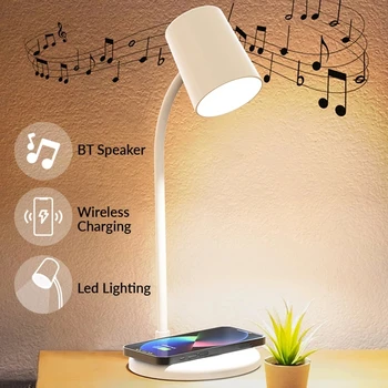 Lampa de noapte de Încărcare Wireless Lampa de Birou Difuzor Bluetooth Trei Într-O Lumină Caldă Noapte de Încărcare USB LED Lampa de Birou Bluetooth