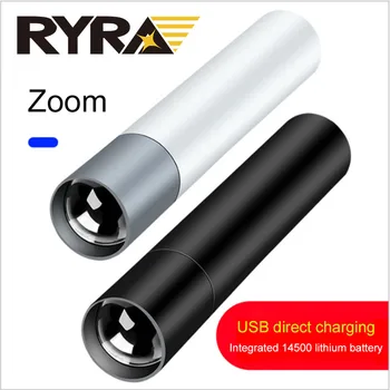 Lanterna Mini USB Reîncărcabilă Lanterna LED-uri Impermeabil Telescopic Lanternă Puternică Muncă în aer liber Zoom Portabil cu Lanterna