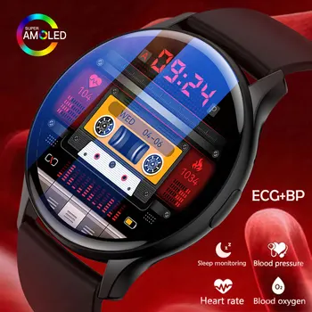LIGE ECG Inteligent Ceas Barbati Sport Fitness Bandă rezistent la apa IP68 Ritm Cardiac de Oxigen din Sange Tracker NFC Nou AMOLED HD cu Ecran Smartwatch
