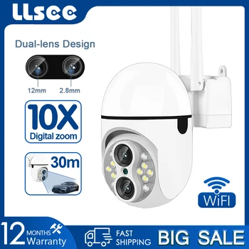 LLSEE HD 4MP 2K Binoculară Wireless în aer liber, WiFi Monitorizare Camera 10x Zoom Inteligent Viziune de Noapte de Urmărire Alarmă Mini Camera