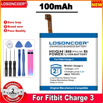 LOSONCOER 100mAh Baterie Pentru Fitbit Charge 3 de Înaltă Calitate Înlocuire Acumulator