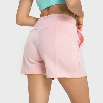 Lulu Permeabile Pantaloni de Tenis pentru Femei Yoga de Fitness Sport Moale de Bumbac Vrac Talie Mare Elasticitate Waistbelt Pantaloni pentru Yoga